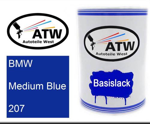 BMW, Medium Blue, 207: 500ml Lackdose, von ATW Autoteile West.